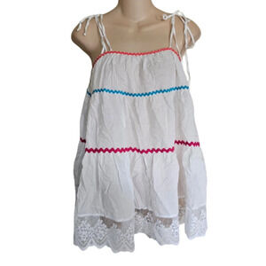 Victoria's Secret White Flowy Color Stripe Babydoll Top With Lace Size Women's M